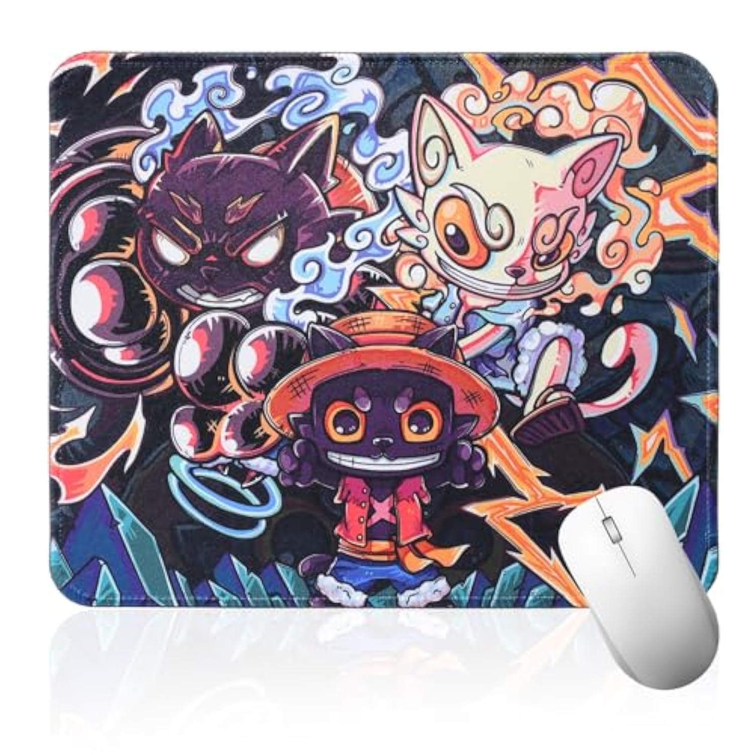 Cute Anime Mouse Pad 7.87 X 9.44 In, Anime Cat Mouse Pad With Non-Slip Rubber Base And Stitched Edge For Desk Computers Laptop Office