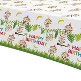 Monkey Birthday Decorations Tablecloth, 3 Pack Disposable Jungle Safari Wild Animal Theme Monkey Party Supplies Tablecover For Birthday Baby Shower, 86In X 55In