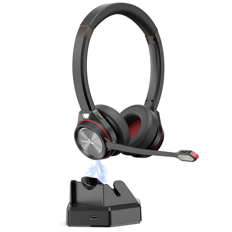 Wireless Headset With Microphone For Pc, Bluetooth Headset With Mic Mute & Cha