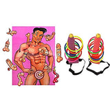 Bachelorette Party Games Set, Penis Willy Shape Ring Toss And Junk On The Hunk Poster For Hen Night Party, Bridal Showers, Ladies Night Out, Adult Night Party Favors Supplies
