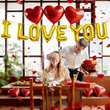I Love You Balloons And Heart Balloon With 500 Pieces Rose Petals, Foil Mylar Love Balloons For Him/Her Wedding Anniversary Engagement Valentine Day Romantic Decorations Special Night Party Supplies
