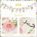 Garden Party Flower Banner Reusable Wildflower Garland For Enchanted Garden Woodland Tropical Theme Wedding Baby Shower Birthday Tea Supplies Girl Decorations - 2 Pcs