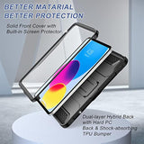 Case For (A16) 11Th Generation 11-Inch 2025, 10Th Generation 10.9-Inch 2022, With Built-In Screen Protector And Kickstand, Rugged Full Body Protective Cover - Black