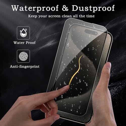 [2+2 Pack] Privacy Screen Protector for iPhone 15 Pro, Anti-Spy Shatterproof Tempered Glass with Camera Lens Tempered Glass 9H Hardness Bubble Free