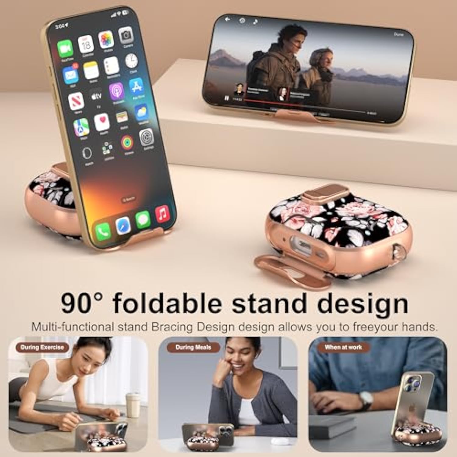 Apple AirPods Pro 3 Case with Safety Lock and Foldable Phone Stand, Compatible with 2025 Models