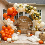 150 Pcs Orange Ivory Gold Balloon Arch Kit Confetti Garland Fall Party Decor