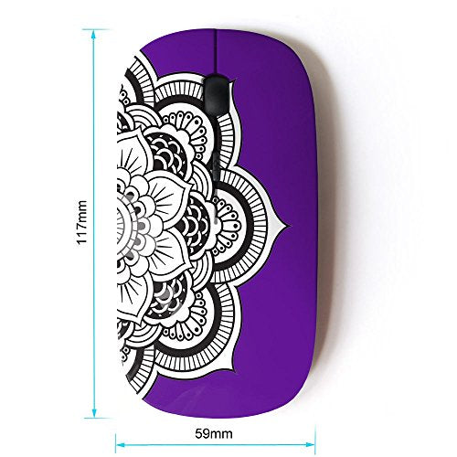 Mandala Flower (Purple) Ergonomic Wireless Mouse With Nano Receiver