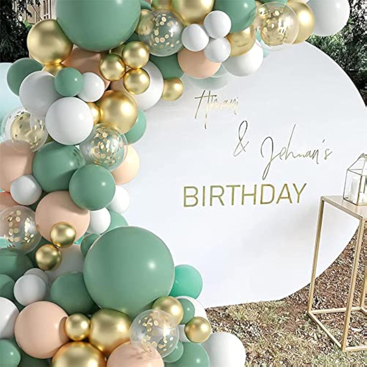 Sage Green Balloons, 117Pcs Green Balloons Arch Kit, White Gold Confetti Balloons And Retro Green Latex Balloons For Birthday Party Wedding Shower Balloons Arch Decorations