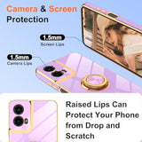 For Motorola Moto G 5G 2024 Case: Moto G Play 5G 2024 Case With 2Pcs Screen Protector,360° Rotation Ring Holder Magnetic Kickstand,Plating Gold Edge Soft Tpu Protective Cover, Light Purple
