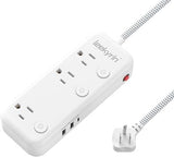 Power Strip 6 Outlets 3 USB 1 USB C Individual Switches 5 Ft Braided Cord
