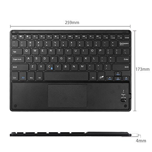 Ultrathin 4Mm Wireless Bluetooth Keyboard With Built-In Multi-Touch Touchpad For Ipad, Iphone, Samsung Galaxy, Nexus, Microsoft Surface, Hp And Other Bluetooth Devices [Retail Packaging]