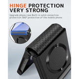 Compatible With Magsafe For Samsung Galaxy Z Flip 7 Case With Camera Screen Protector,Leather Full Body Hinge Protective Wireless Charging Cover For Samsung Z Flip 7 Case With Kickstand Black