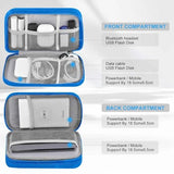 Portable Cable Organizer Case,Travel Pouch With Double-Layer Storage For Cables,Chargers,Earbuds & Phone,Black Blue