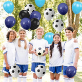 30Pcs Soccer Balloon Blue Black,Soccer Print Balloon Set,Football Birthday Decorations 12 Inch For Boys Kids Football Sport Theme Party Decorations