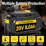 2Pack 8.0Ah Replacement For Dewalt 20V Max Battery Compatible With Dewalt 20V Battery Cordless Power Tools Replace For Dewalt Battery Dcb201 Dcb200 Dcb205 Dcb207 Dcb206