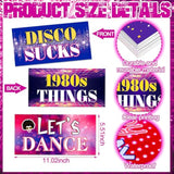 24 Designs 80S Photo Booth Props 1980S Parties Decorations Double Sided 11.02 X 5.51'' Funny 70S Disco Party Decorations Diy Waterproof Selfie Signs Pvc Printing Photo Props For Decor