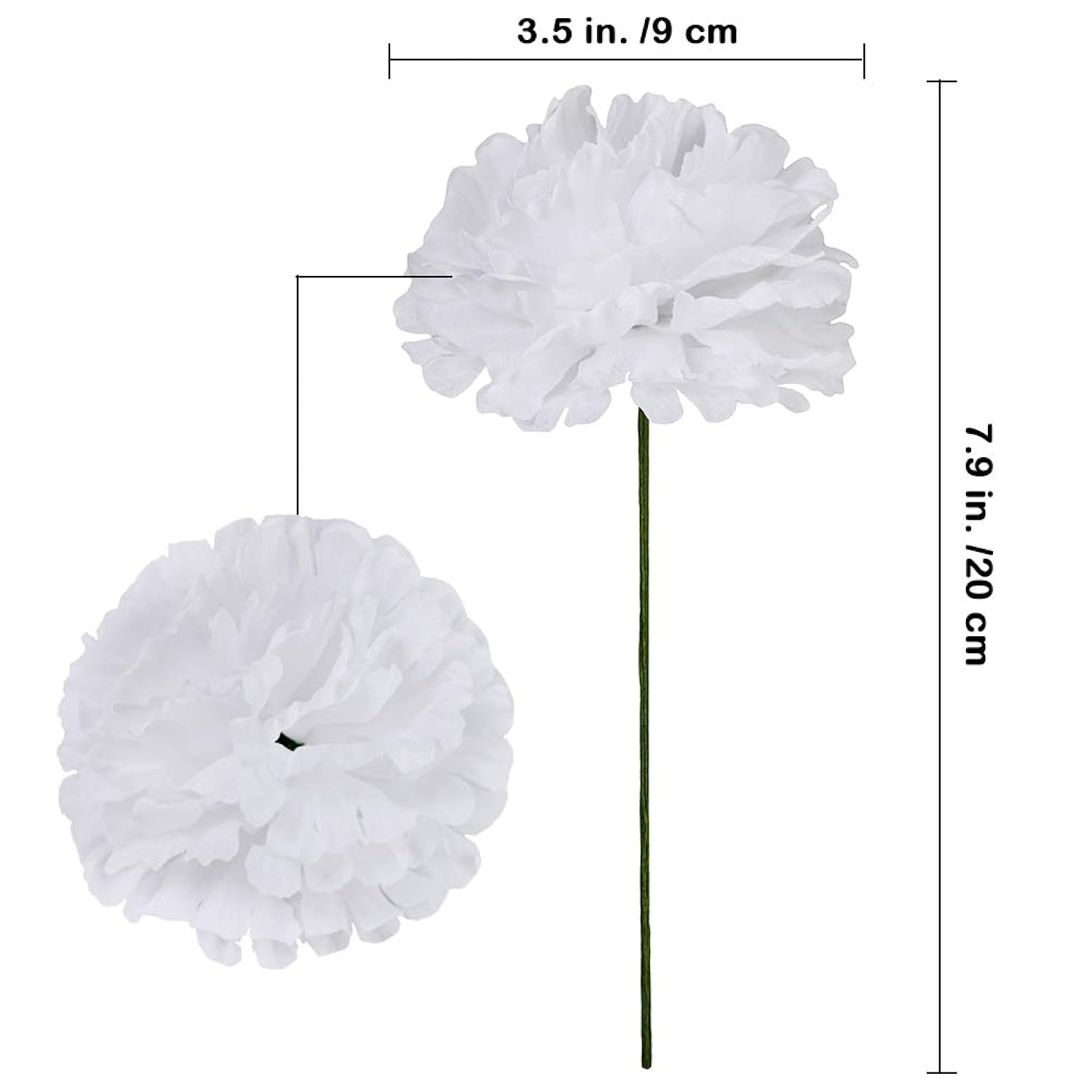 100 Pack Artificial Carnation Flowers Picks Bulk White Carnations Stems Silk Carnation Flower Heads With Wired Stems 3.5" X 7.9" (Wxh) Floral Arrangement Diy Wreaths