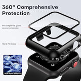 2 Pack Hard Case Designed For Watch Series 3/2/1 38Mm, [Full Coverage] With 9H Tempered Glass Screen Protector [Touch Sensitive], Slim Protective Cover For Iwatch 38Mm - Black