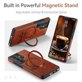 for  Galaxy S25 Ultra Case with Stand Compatible with Magsafe, Slim PU Leather & Rubber Drop Proof Magnetic Kickstand Protective Phone Cases