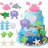 11 Pcs Under The Sea Cake Decorations Sea Ocean Cake Toppers Ocean Sea Animals Cake Toppers For Ocean Themed Baby Shower Birthday Party Supplies
