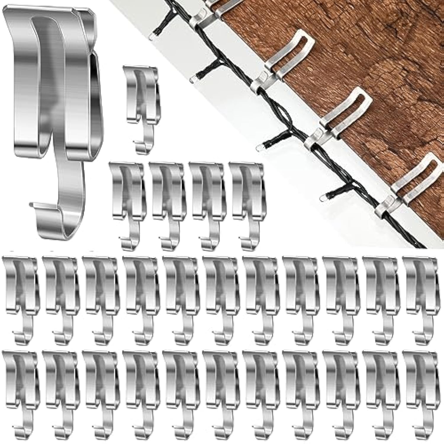 100 Pcs Christmas Light Clips Metal Gutter Hooks For Outdoor Xmas Hangers For Shingles Roof Seasonal Lighting Gutter Clips Hanging Festival Xmas Outside Decoration