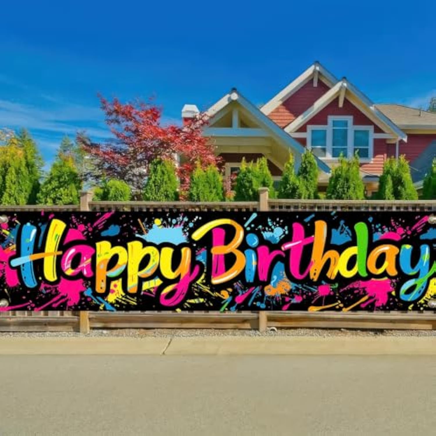 Graffiti Color Birthday Banner, 78×17" Polyester Party Decoration