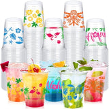 100 Pcs Christmas Plastic Cups 12 Oz Clear Disposable Xmas Trees Snowflake Drinking Cups For Christmas Winter Holiday Party Supplies