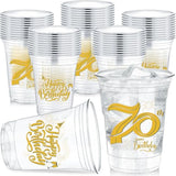 60 Pcs 12 Oz 70Th Birthday Party Plastic Cups Clear Happy Birthday Disposable Plastic Cups Tumblers For Celebrating 70 Years Disposable Party Supplies