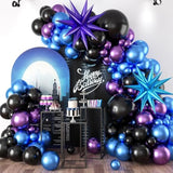 Black Purple Blue Balloon,60 Pcs 12 Inches Metallic Blue Purple Teal Balloons Confetti Balloons For Kids Video Game Party Decoration Baby Shower Engagement Party Supplies