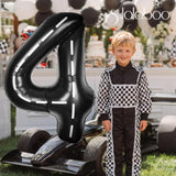 40" Black Race Car #4 Foil Balloon Giant Mylar for Boy's Birthday & Graduation