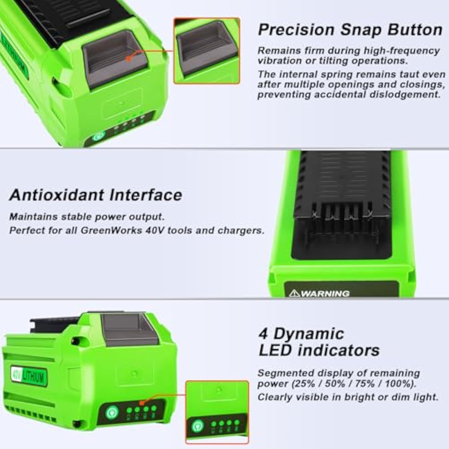 6000Mah High-Capacity Replacement 40V Battery For Greenworks 40V Battery 20302 20672 24252 20202 22262 20322 25312 40 Volt Lithium Ion Battery Fit For Greenworks 40V Tools(Not For Gen 1)