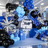 All-in-One Blue & Black Balloon Arch Kit – Navy, Royal, Silver Balloons for Party Decor