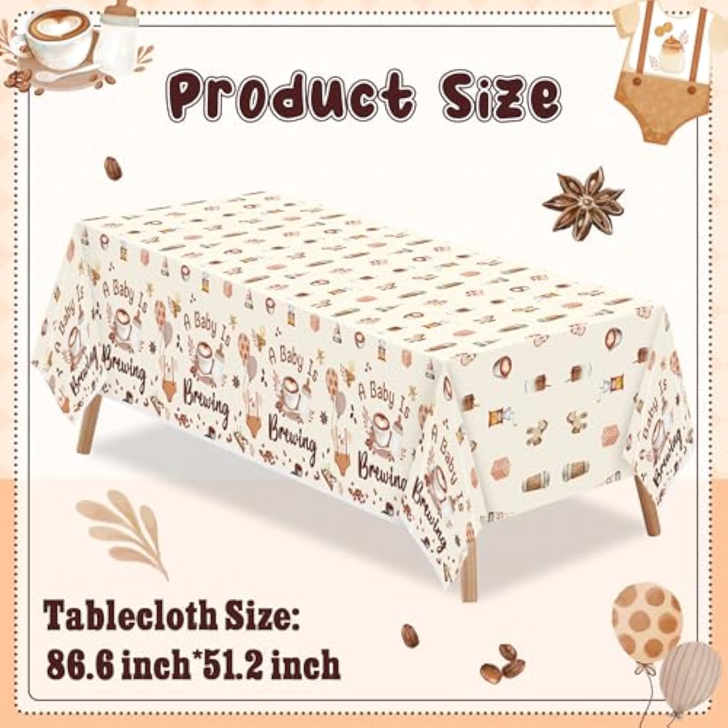 3pcs “A Baby Is Brewing” Coffee Theme Tablecloths for Baby Shower