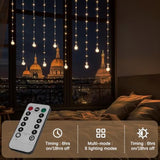 200 Led Curtain Fairy Lights - 9.8 Ft Wishing Ball Window Hanging Lights With Remote, Usb Powered Waterproof For Christm