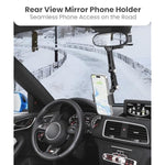 Rear View Mirror Phone Holder, Aluminum Alloy Mount Car Phone Holder Universal Rotatable And Retractable Rearview Mirror Phone Mount For Car Truck
