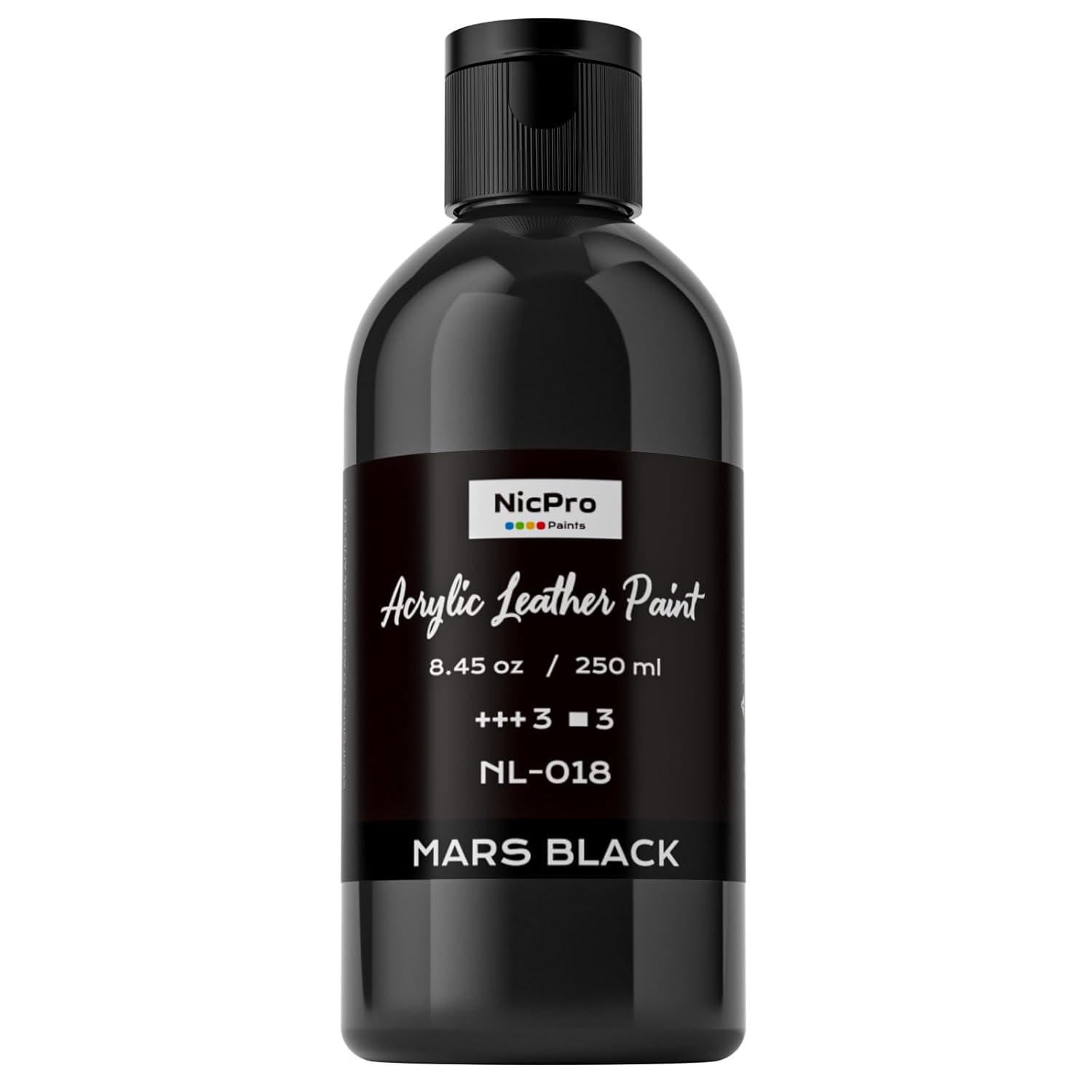 Black Acrylic Leather Paint, 8.45 Oz (250 Ml) Leather Paint For Shoes, Sneakers, Canvas, Furniture, Bags, Fabric, Car Seat, Wallets, Non-Toxic Black Shoe Dye For Diy Crafts Kid Adult