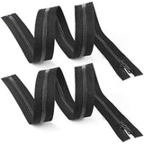 2Pcs 24 Inch #5 Black Separating Bottom Molded Zippers Plastic Teeth B
