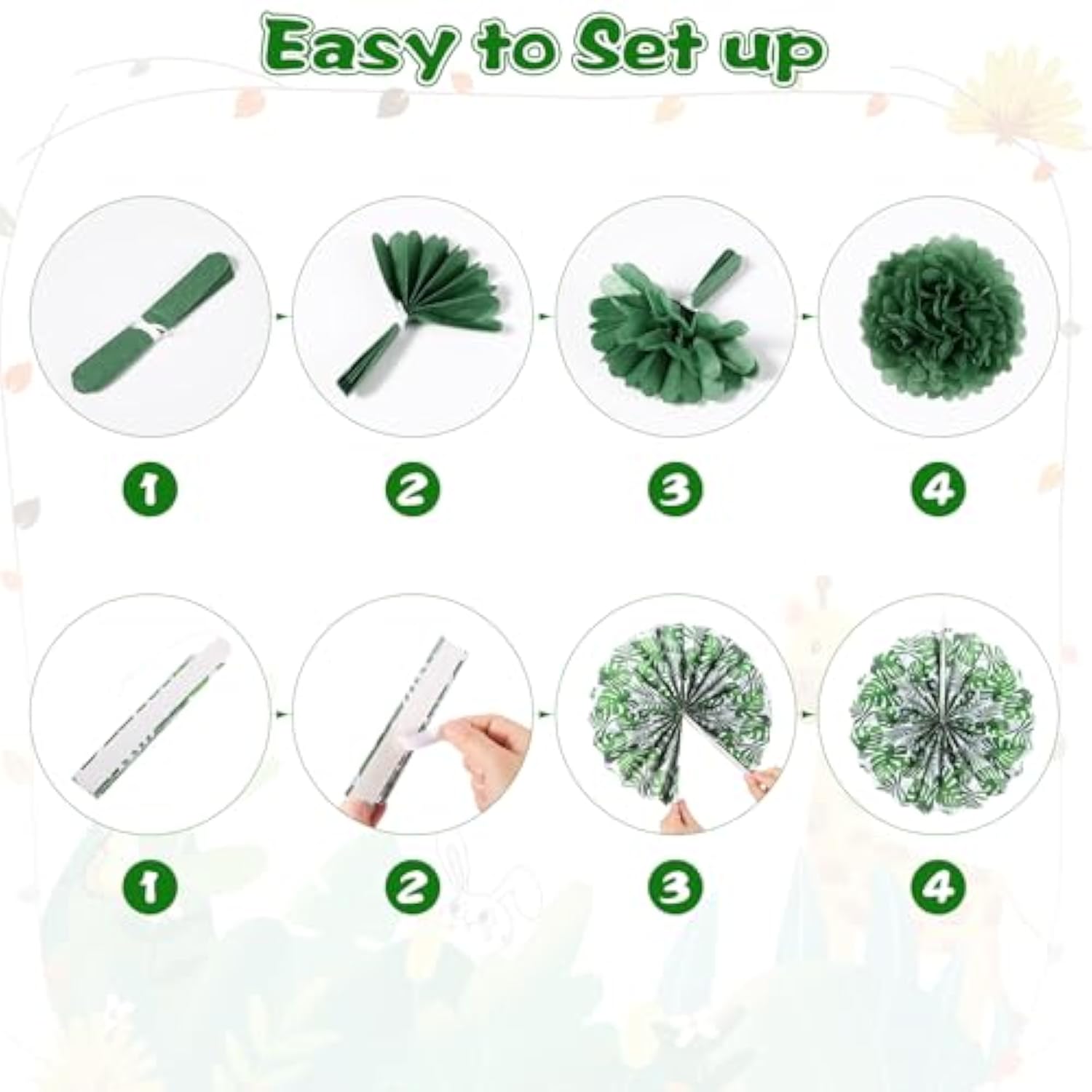 16 Pcs Jungle Safari Party Decorations Safari Theme Hanging Paper Fans Birthday Decor Tropical Palm Leaves Dots Banner Jungle Wild Animal Leopard Print Pompoms Baby Shower Party Supplies