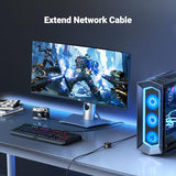 Ethernet Extender 10Gbps, Ethernet Coupler For Cat8 Cat7 Cat6 Cat5 Cable, 328Ft Long Distance Extend, Aluminum Alloy Shell, Black
