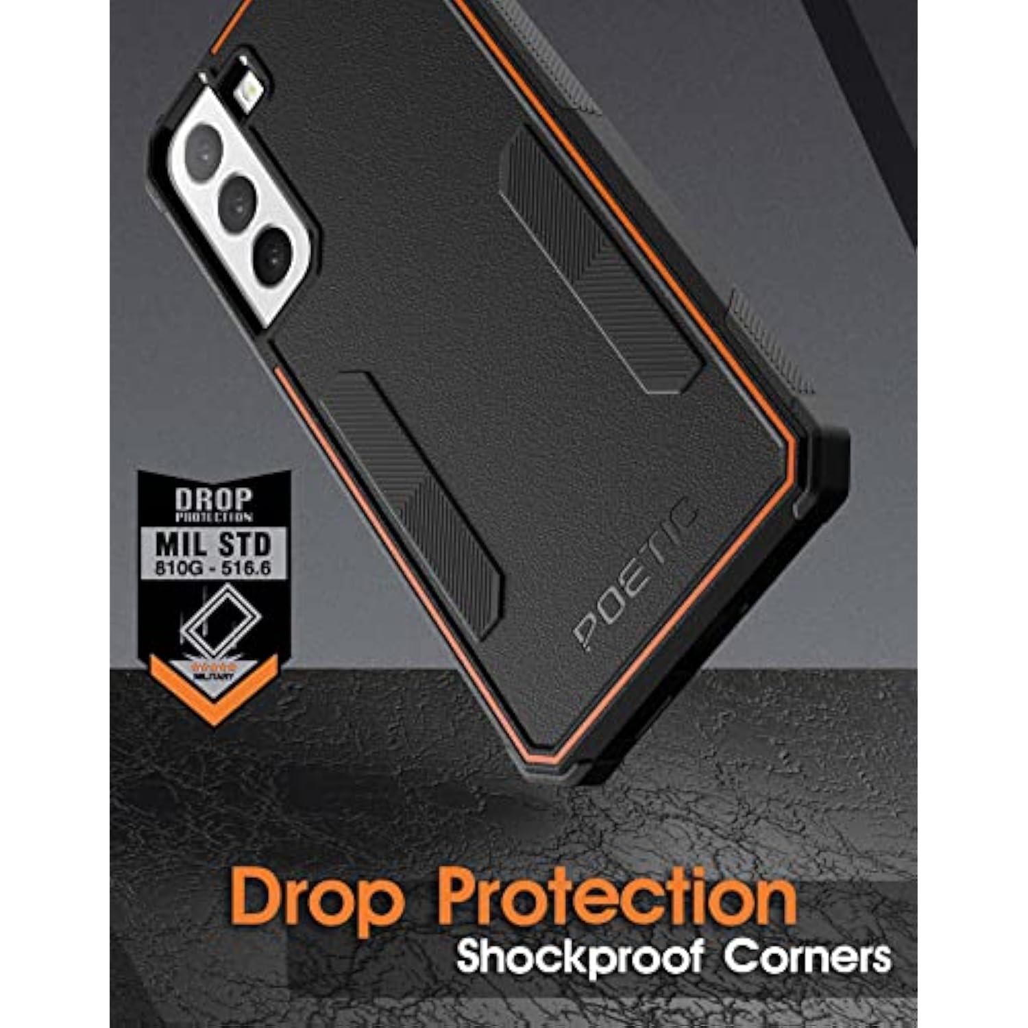 Neon Series Case Designed For Samsung Galaxy S22 Plus 5G 6.6 Inch, Dual Layer Heavy Duty Tough Rugged Lightweight Slim Shockproof Protective Case 2022 Cover For Galaxy S22+ 5G, Black