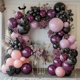 Black Pink Purple Balloons Double Stuffed Dark Plum Mauve Pink Pastel Lavender Lilac Balloon Garland Arch Kit For Wednesday Addams Birthday Baby Shower Wedding Goth Party Decorations