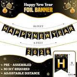 10 Ft Large Pre-Strung 2026 Happy New Year Banner for Party Decorations