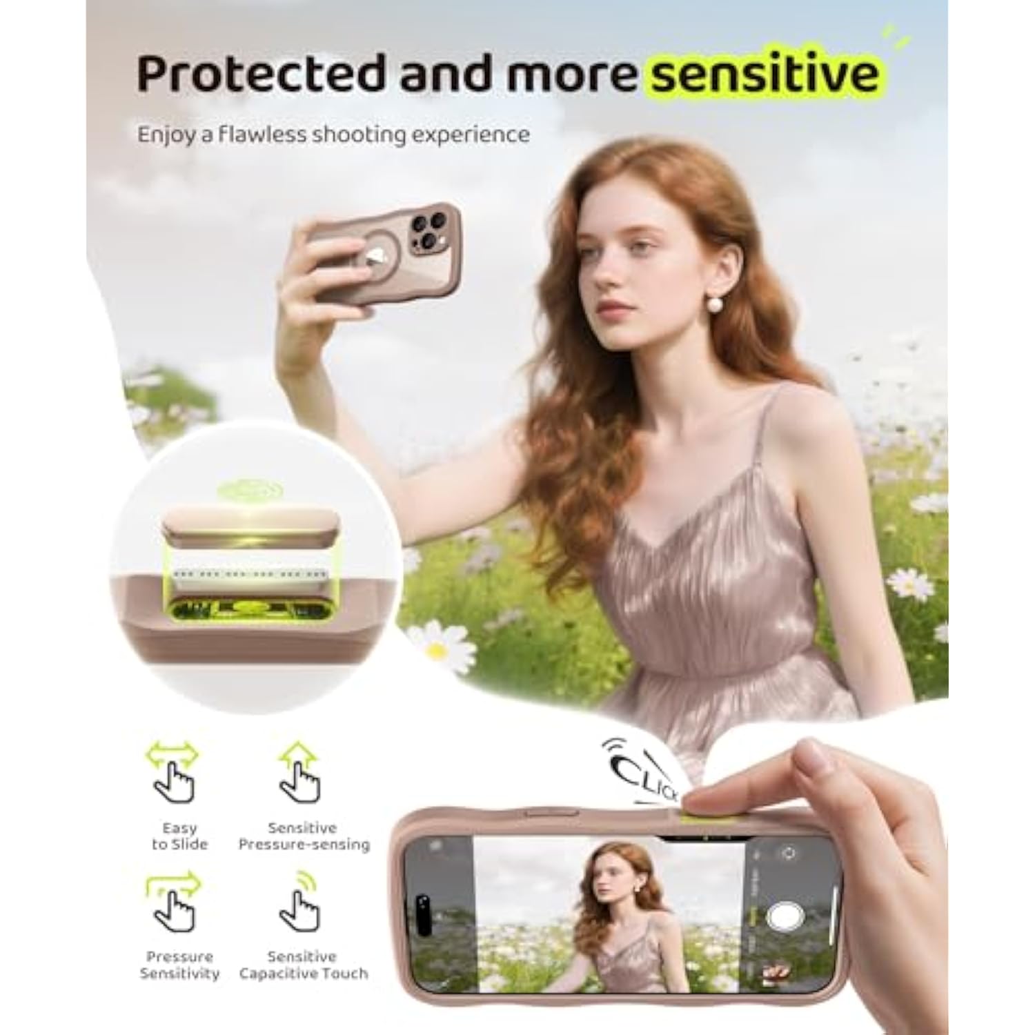 For Iphone 16 Pro Max Case For Women Girls, [Compatible With Magsafe][Built-In Glass Screen Protector And Camera Protection] Cute Wave Clear Full Body Phone Case For Iphone 16 Pro Max 6.9",Brown