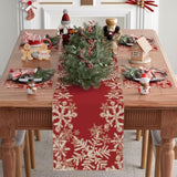 Red Snowflakes Winter Christmas Xmas Table Runner Table Decoration For Home Kitchen Dining Holiday Decor 13X72 Inch