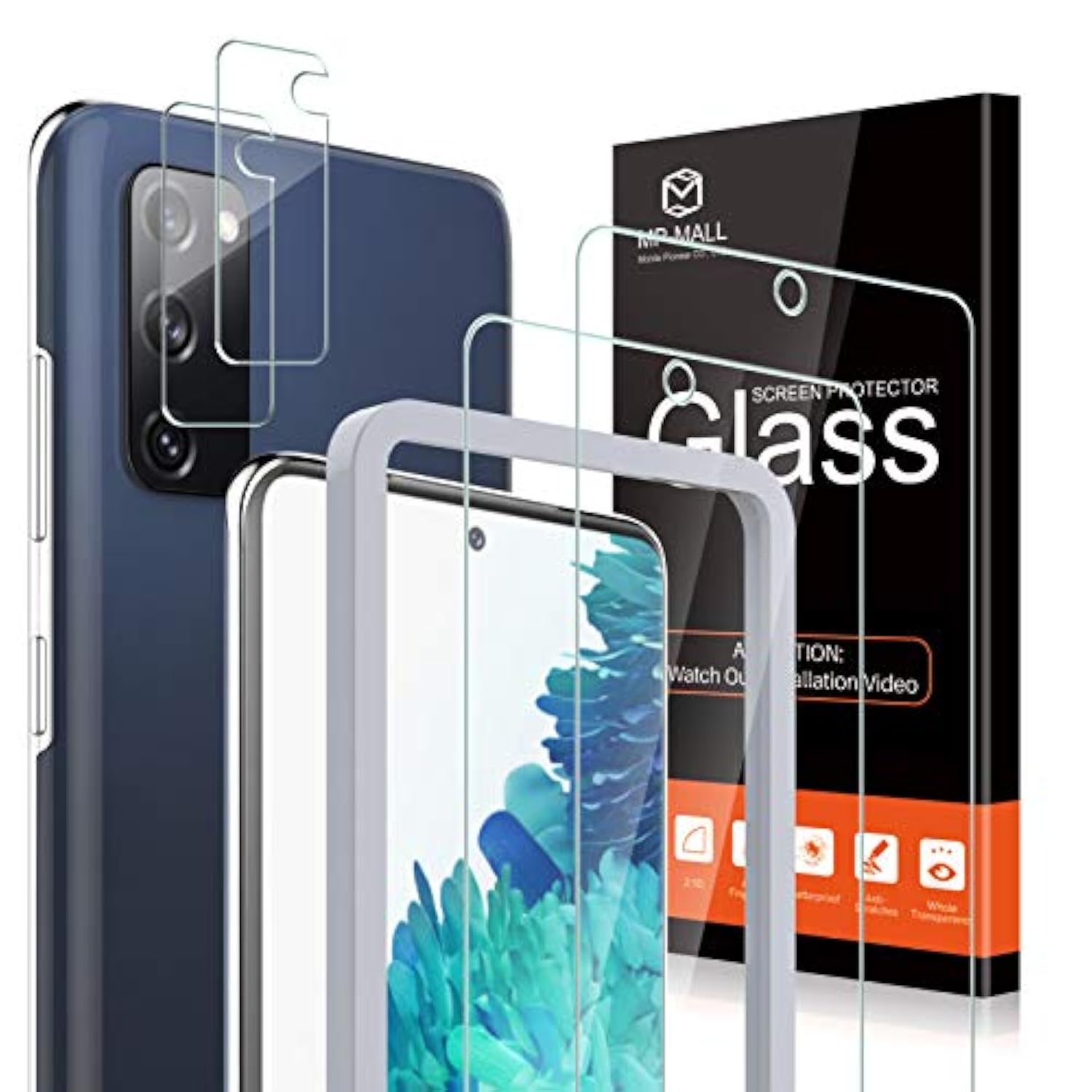 [4 Pack] 2 Pack Tempered Glass Screen Protector + 2 Pack Camera Lens Protector For Samsung Galaxy S20 Fe 5G / Galaxy S20 Fan Edition (6.5-Inch), 9H Hardness Scratch-Resistant