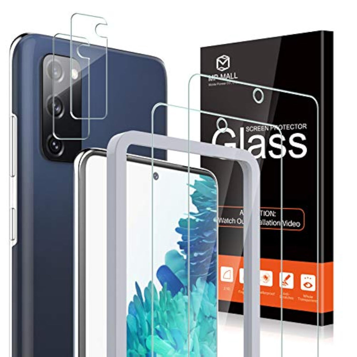 [4 Pack] 2 Pack Tempered Glass Screen Protector + 2 Pack Camera Lens Protector For Samsung Galaxy S20 Fe 5G / Galaxy S20 Fan Edition (6.5-Inch), 9H Hardness Scratch-Resistant