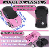Pink Wireless Mouse,Cute Wireless Car Mouse With Usb Reciver 1600Dpi Optical 2.4G For Pc Computer Laptop Tablet For Win Xp/Vista/Win7/Me/2000/For Mac Os(Cute)