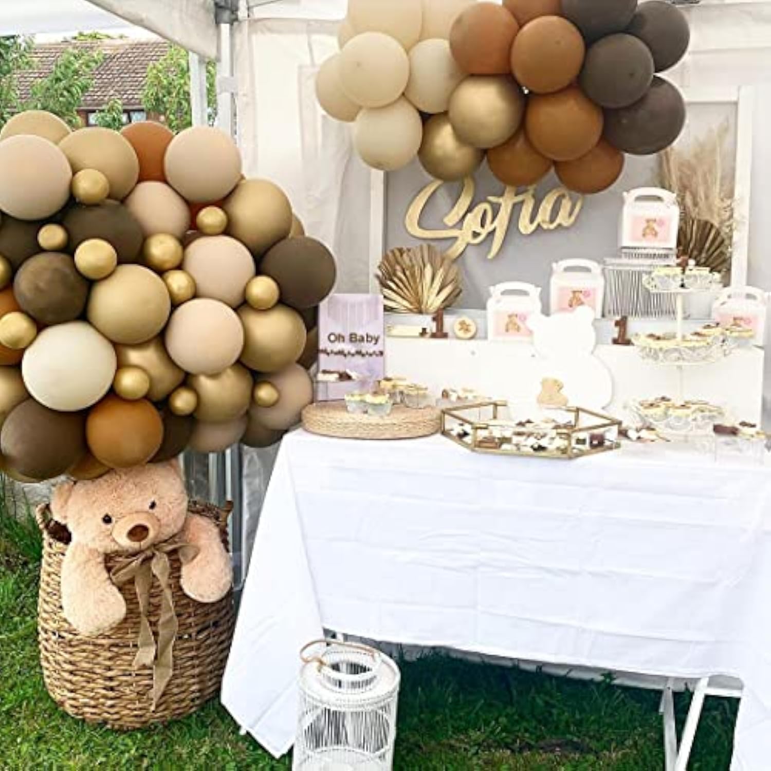 50pcs Brown Sand White Balloons 12 Inch Retro Apricot Gold Confetti Party Decorations