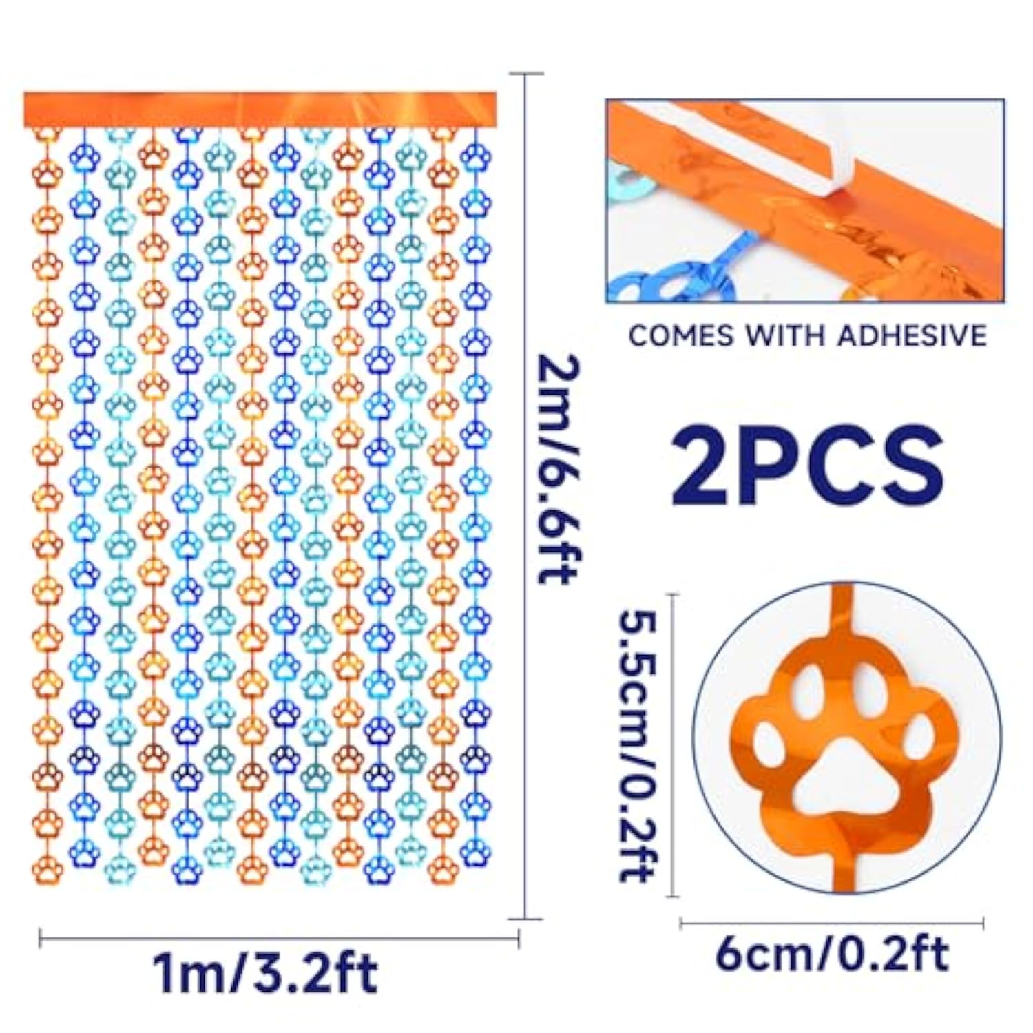 Orange Foil Fringe Curtain 2 Pack 3.3x6.6Ft Party Photo Booth Decor