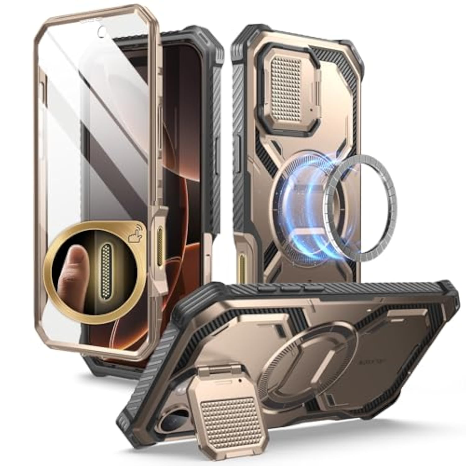 i-Blason MagSafe Case for iPhone 16 Pro with Built-in Stand, 6.3 inch, Rose Gold